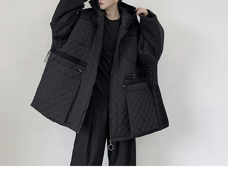 XITAO Argyle, повседневные женские парки с завязками на талии,, Зимняя мода, стиль, свободные парки с капюшоном и воротником, пальто, DMY1321