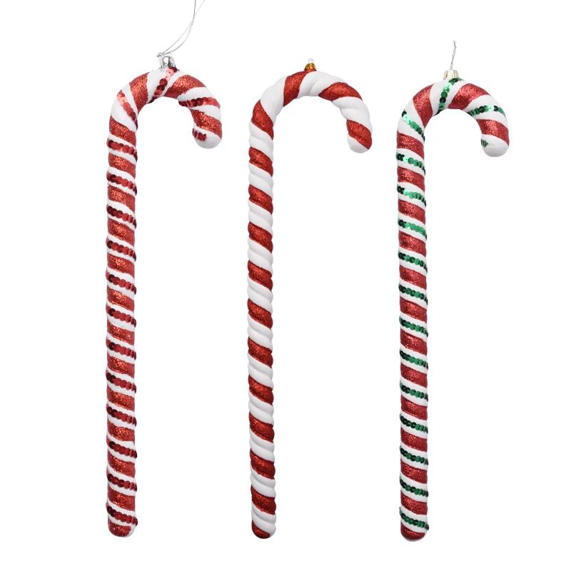 

Christmas decorations scene layout gift ornaments pendant ornaments DIY15-90CM plastic glitter crutches supplies