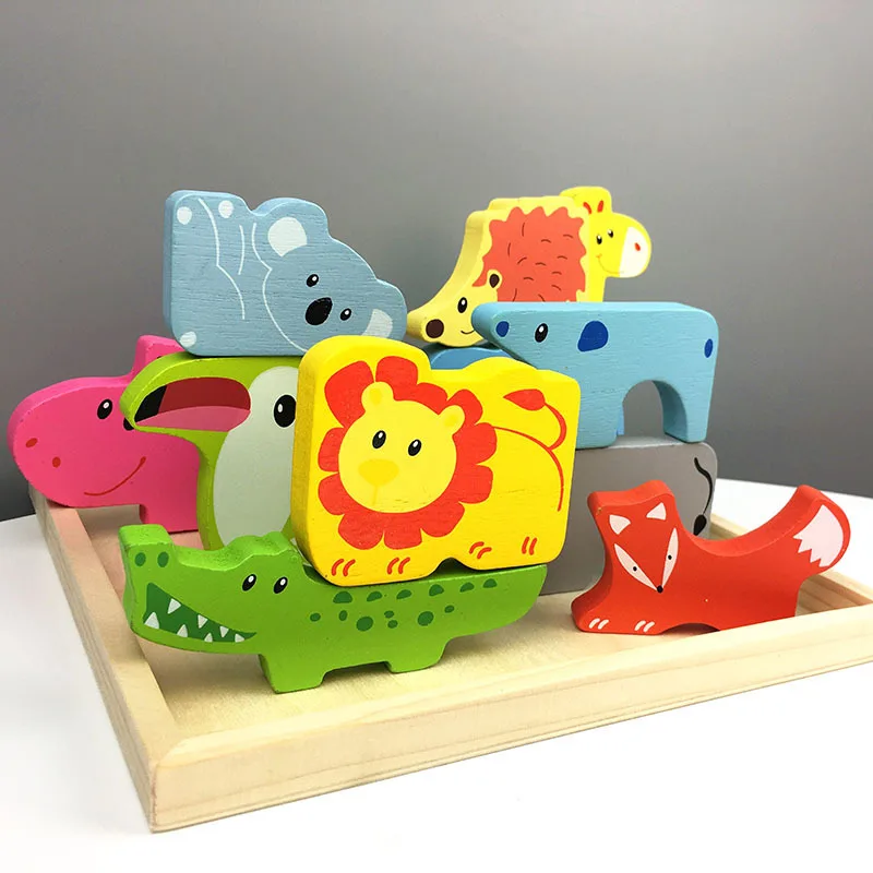 

20*20 CM 3D Big Wood Puzzle Jigsaw For Children Baby Wooden Cartoon Animal Puzzles Montessori Educational Toy Kids Gifts