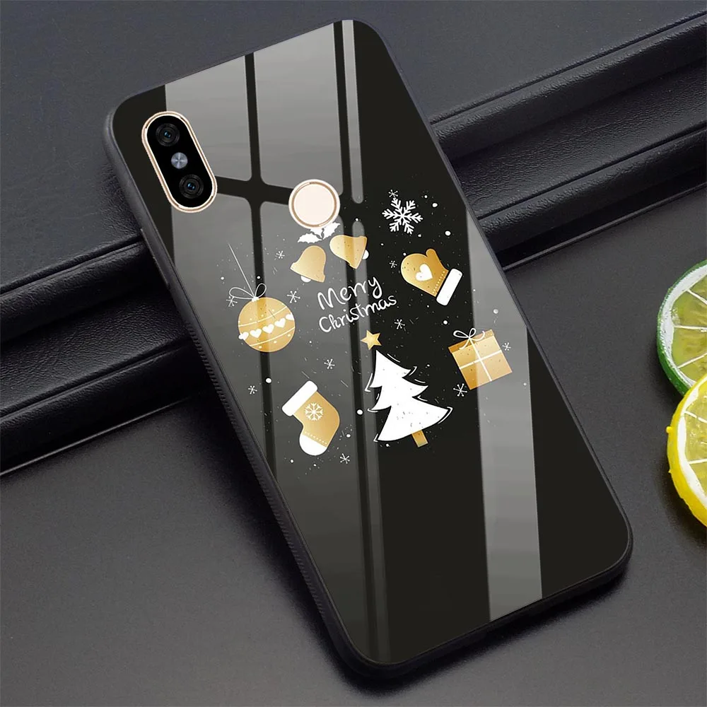 K3015609 Новогодний чехол для телефона Xiao mi Pocophone F1 Note 5 6 7 Pro Red mi 4X 6A mi A1 A2 8 Lite 9 из закаленного стекла - Цвет: K3015609