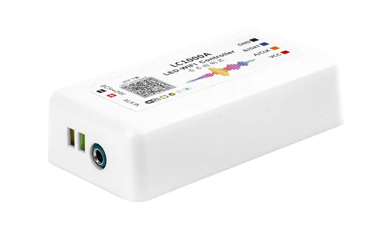 LC2000A/B Wi-Fi музыкальный SPI контроль светодиодный цифровой пиксельный светильник, светодиодный контроллер экрана 1024-2048 пикселей, со встроенным микрофоном