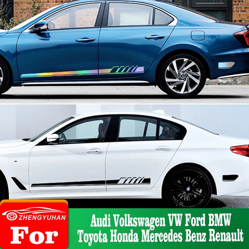

Автомобильная наклейка для Audi, Volkswagen, VW, Ford, BMW, Toyota, Honda, Mercedes Benz, Renault, боковые обтекатели, полоса, аксессуары для тюнинга автомобиля