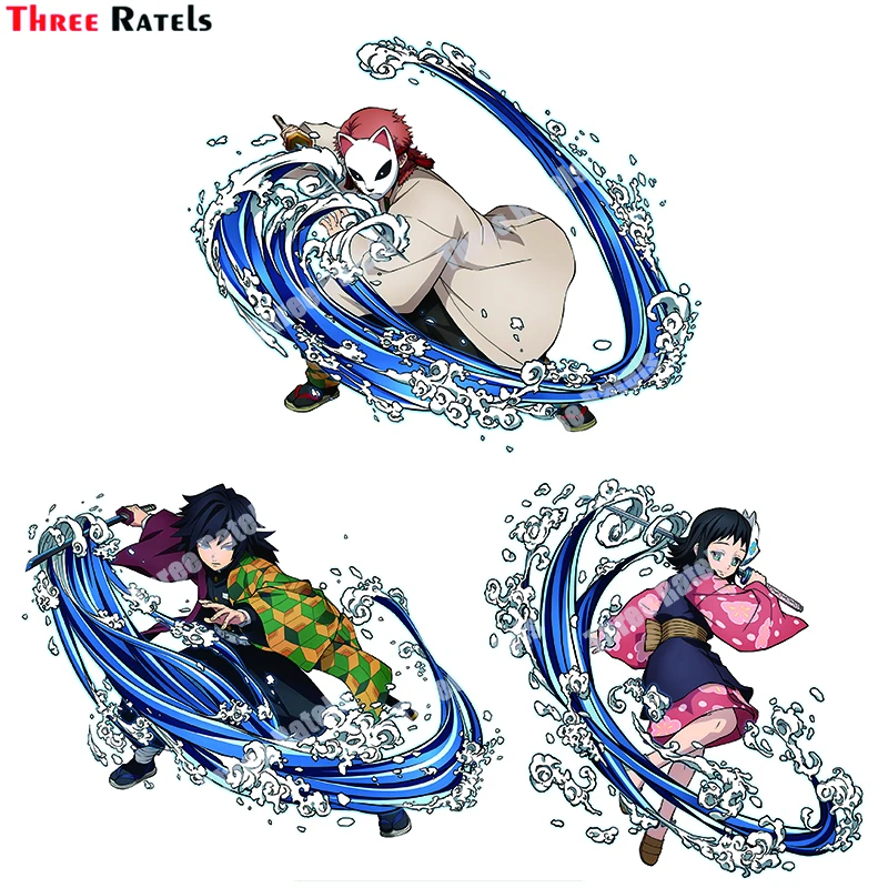 

Автомобильные наклейки Three Ratels A841 Hinokami Giyu, забавные наклейки для крышки топливного бака, персонализированные наклейки с защитой от царапин