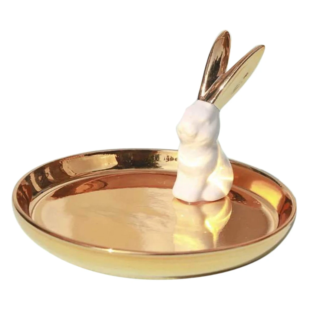 

Rabbit Ceramic Trinkets Tray Ring Holder Dish Jewelry Dish Storage Tray