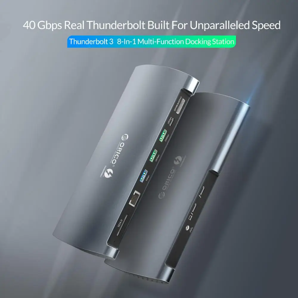 ORICO Real Thunderbolt 3 Dock алюминиевый 40 Гбит/с концентратор USB Type C to 8K DP HDMI совместимый USB3.0
