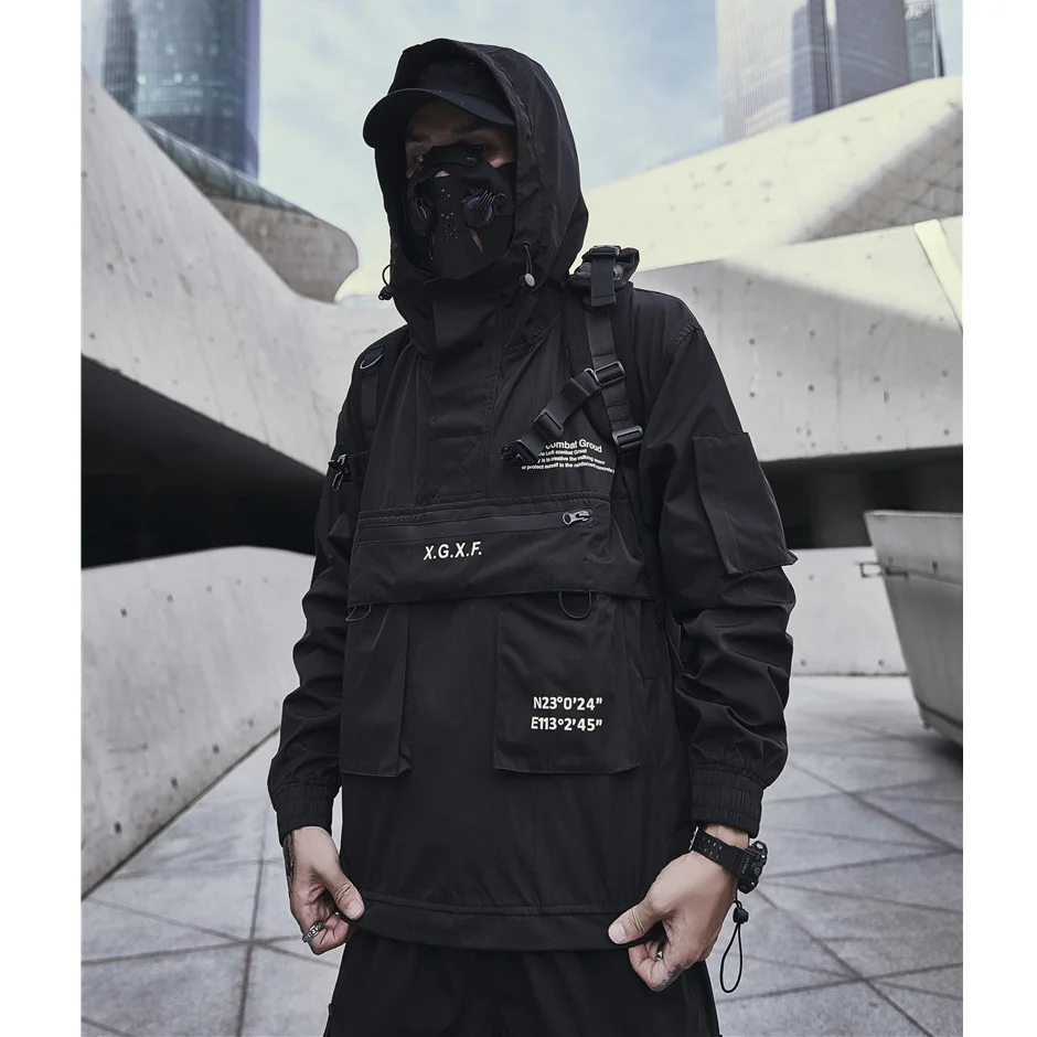

Diablo Fashion Men Tactical Jacket Spring Autumn Cargo Jackets Men Black Hooded Bomber Coats Men’s Waterproof Windbreaker