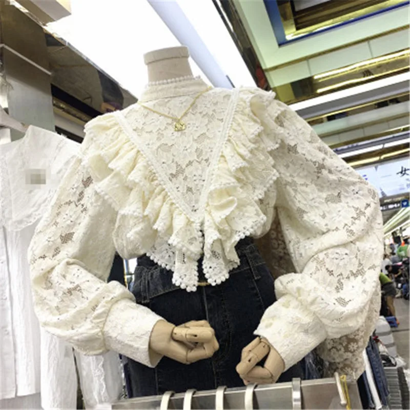 

Lace-up Hollow Out Simple Solid All-match Shirt Spring Outgoing Women's Shirt Termperament Solid Mild Shirt 2021 Early Spring