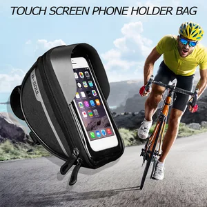 bicycle frame front tube bag portable waterproof practical touch screen phone holder mtb bike handlebar cell mobile phone bag free global shipping