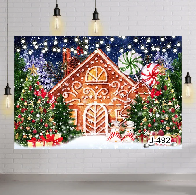 

Candy House Christmas Photography Backdrop Kids Portrait Forest Baby Birthday Cake Smash Banner Child Background Photostudio