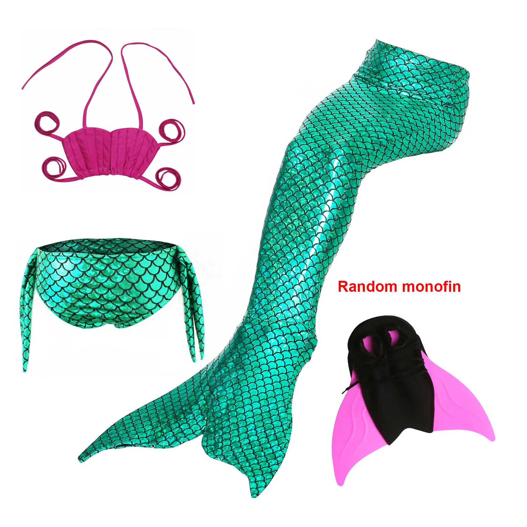 

2021 Girls Swimmable Mermaid Tail Princess Dress with Monofin Kids The Little Mermaid Costume Swimsuit Birthday Party Cosplay