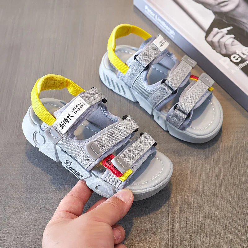 

Girls Sandals 2021 Summer New Fashion Knitted Mesh Children's Princess Sandalias Soft Sole Breathable Boys Beach Shoes EU26-36