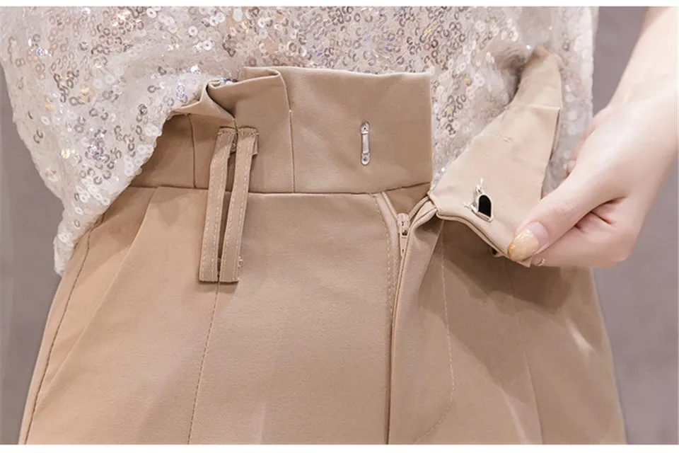 

Fashion Summer Suit Pants Women Solid High Waist Harem Pants Pants Ankle-Length Pants Slacks Trousers Female