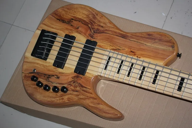 

one-piece set maple neck through body 6 Strings 9V active electric bass guitar with 9V Active Pickups 01