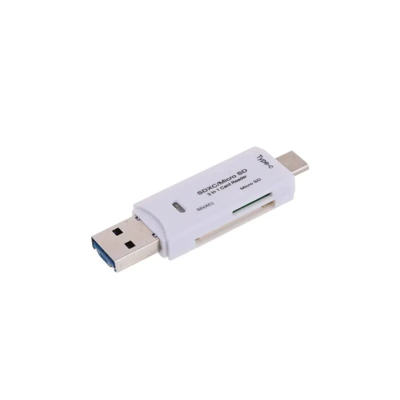 Белый USB конвертер type C/Micro USB/USB 2,0 SD карта памяти адаптер Micro SD кардридер для MacBook ноутбука SD/TF OTG считыватели карт - Цвет: Белый