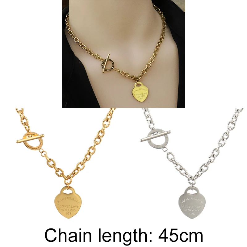 

Stainless Steel Necklaces For Women Love Heart Necklaces Chain Charm Necklaces Heart Pendant Necklace Geometric Jewelry Necklace