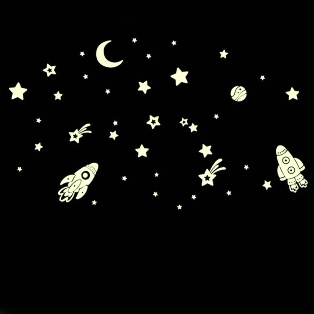 DIY Luminous PVC Wall Sticker Glow In The Dark Space Stars Planet Rocket Kids Room Decoration Creative 2020 | Дом и сад