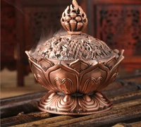 lotus flower chinese buddha alloy metal incense burner incense holder handmade censer bowl buddhist home decoration