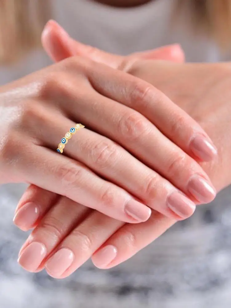 

7 PCS Vintage Women's Rings Devil's Eye Multicolored Zircon Closed Couple Rings Gothic Aesthetic Jewelry Celebrity Street Style