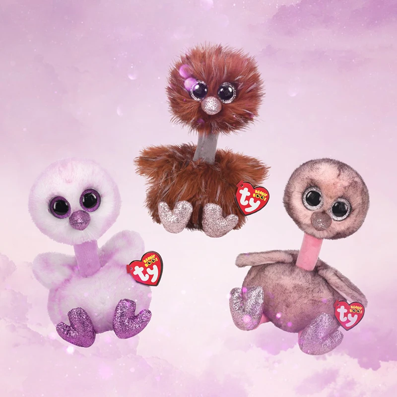 15 см Ty Beanie большой глаз птица серия Страус Фламинго плюшевая игрушка Kawaii мягкие