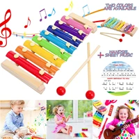 baby wooden xylophone toddlers 8 keys hand knock wooden mallets percussion instruments preschool educational musical funny toys