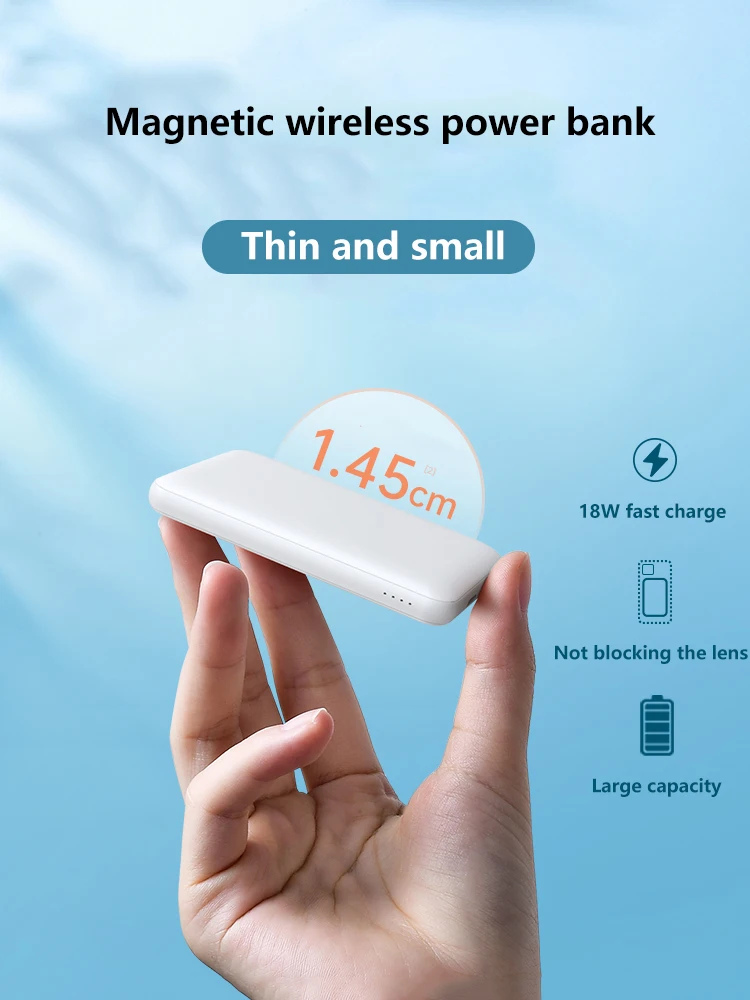 

2021 New 15W Magnetic Wireless Power Bank Mobile Phone Fast Charger For iPhone 12 13 Pro Max 5000mAh External auxiliary battery