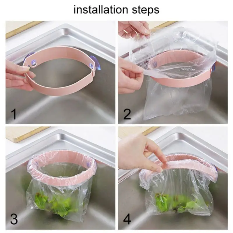 

Norbi Kitchen Sink Trash Rack Kitchenware Suction Wall Garbage Bag Holder Strong Sucker Storage Container Bathroom Accessories