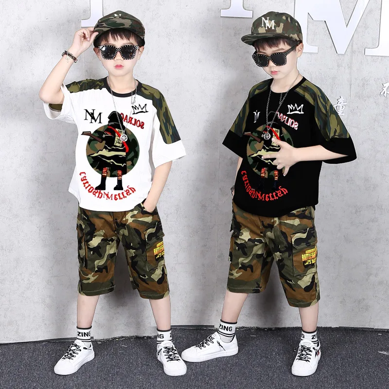 

Summer 2 Pcs Outfits For 1-14 Yrs Boys Girls Dance Clothes Sets Kids Cotton Camouflage T-Shirt Shorts Toddler Baby Sport Costume