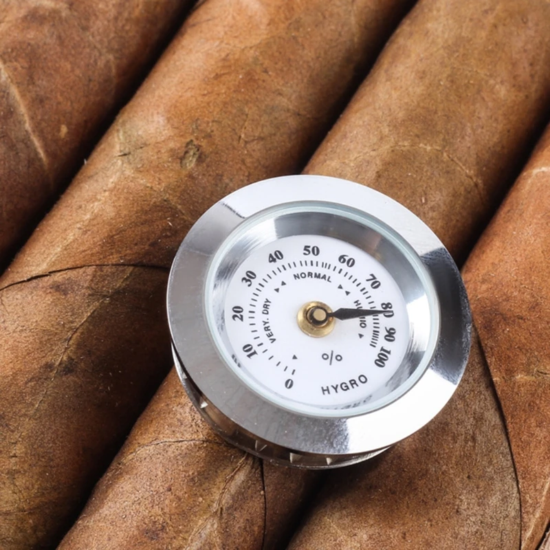 

28mm Mini Round Cigar Hygrometer High Precision Moisture Meter Tobacco Humidor P82D