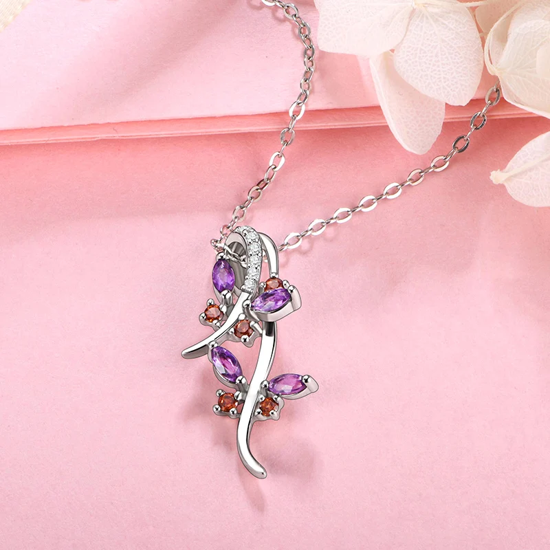 Натуральный Аметист Стерлинговое Серебро женская подвеска гранат подарки на