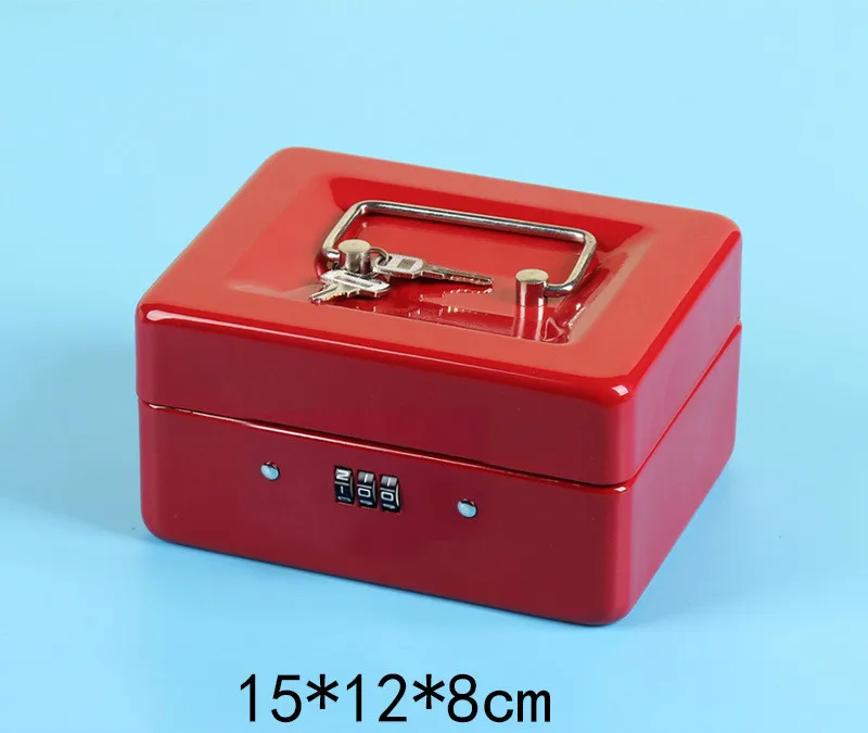 M size Password Red Практичный мини-кассовый Копилка из нержавеющей стали с замком безопасности с замком, сейф, маленький, подходит для украшения дома, 3 размера - Цвет: M size Password Red