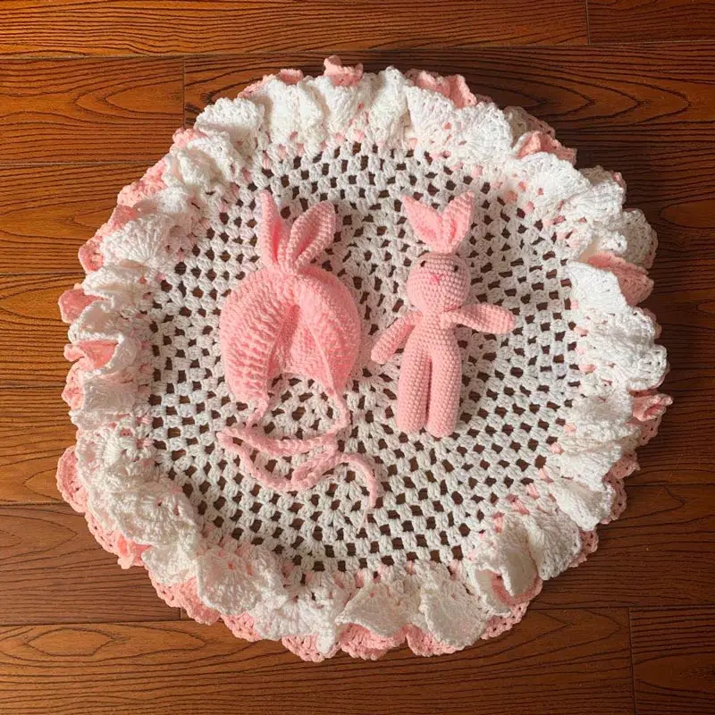 

newborn photography props crochet baby clothes Bear petal blanket suit boy girl photo studio accessories clothing outfit