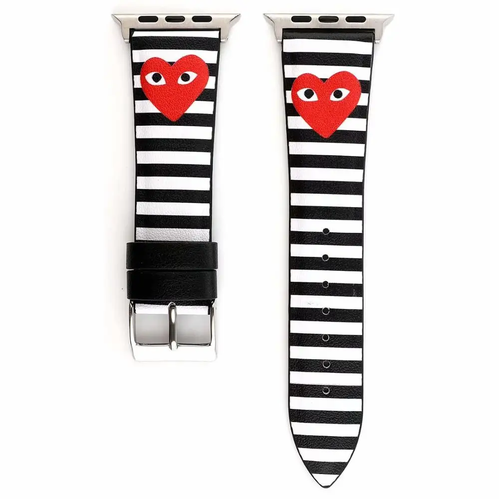 Ремешок кожаный для Apple Watch Series 1 2 3 4 38 мм 42 с застежкой из нержавеющей стали и