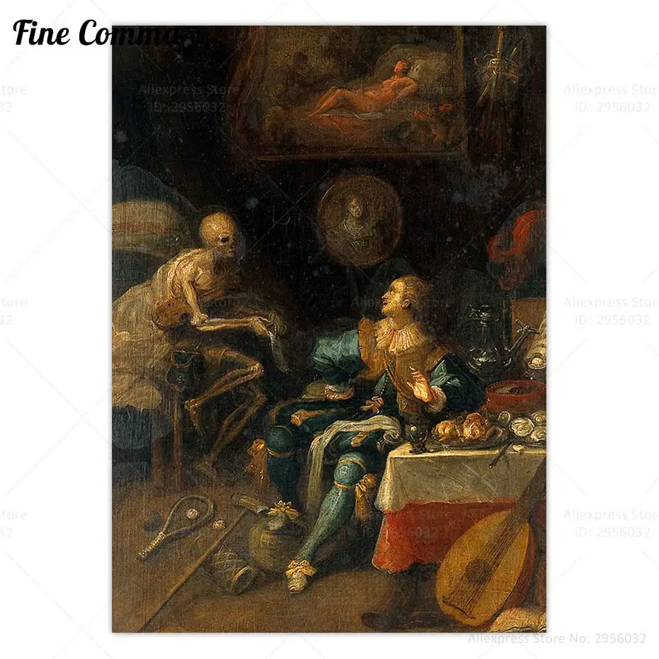 Винтажный постер в готическом стиле, необычная обнаженность, Брезентовая печать, Настенная картина смерти, Античная картина маслом, Настенная картина, домашний декор, подарок