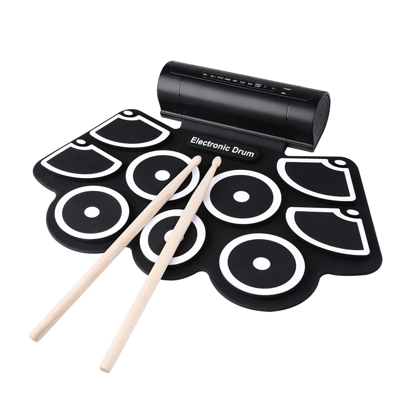 Портативный свернутый Электронный USB MIDI барабан набор комплектов 9