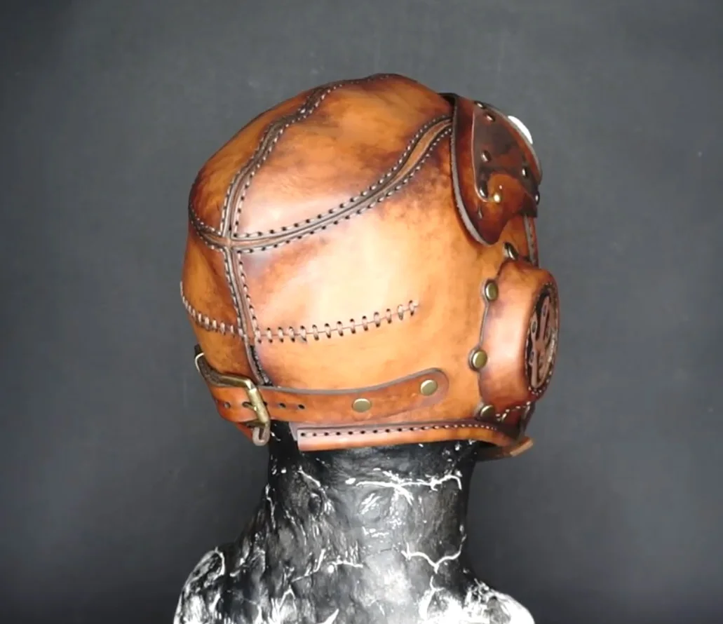 Стимпанк шлем летчика ручной работы кожаный материал посылка сделай сам