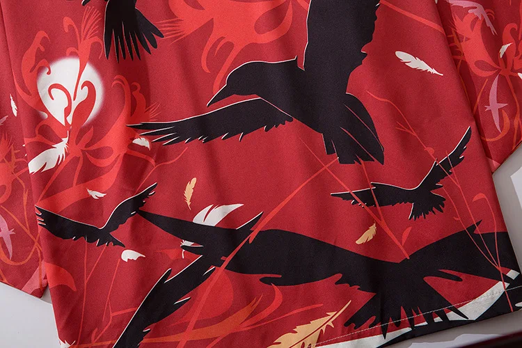 

Kimono For Men Cross Border Source Japanese Ukiyo Painted Flying Crane Printed Kimono, Wind Way Robe, Coat, Chinese Style Shirt