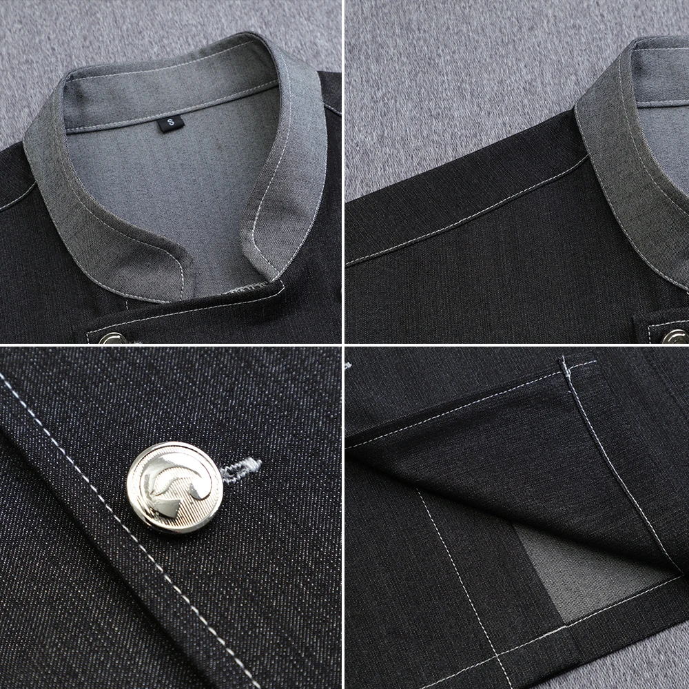 Стрейчевая джинсовая ткань куртка шеф повара короткие рукава для отеля кухни