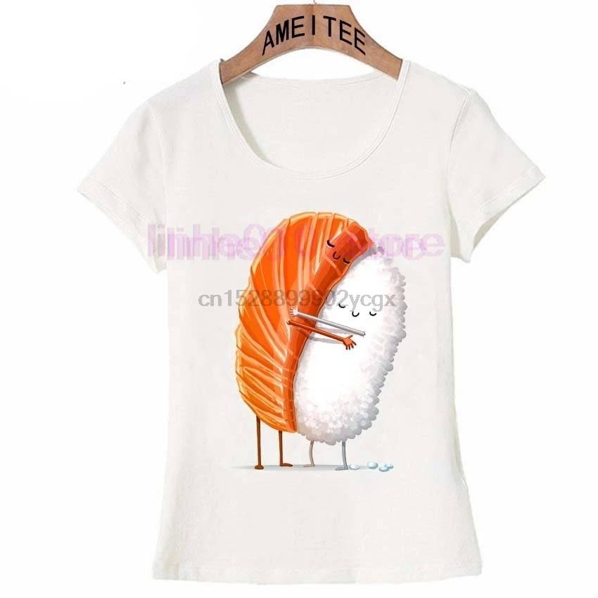 Новинка 2019 летняя модная мужская футболка Милая с рисунком суши-объятий