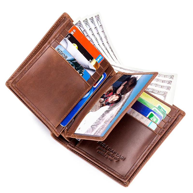 

Captain Cow Male Short Anti-theft Brush Wallet Leather Multi-Card Position First Layer Cowhide Wallet Gift