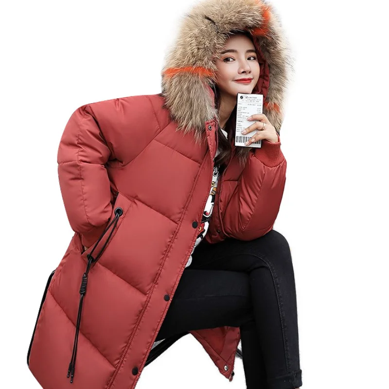 

2019 lady new style cotton suit comfortable warm easy matching jacket loose medium and long style pure color winter women's wear