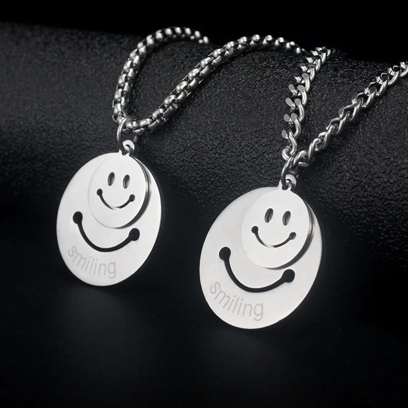 

Ожерелье Wukaka из нержавеющей стали в стиле панк/хип-хоп с двойным смайликом