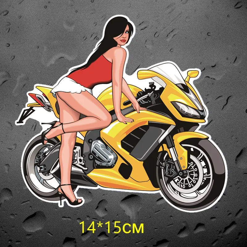 

Sexy Girl Biker Motorcycle Colorful Car Sticker Funny Auto Automobile Car Stickers 14cm*15cm