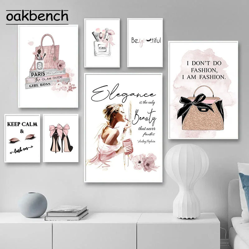 

Fashion Art Poster Ladies Canvas Painting Handbag Picture Minimalist Wall Art Paint Flowing Lines Nordic Living Room Decoration