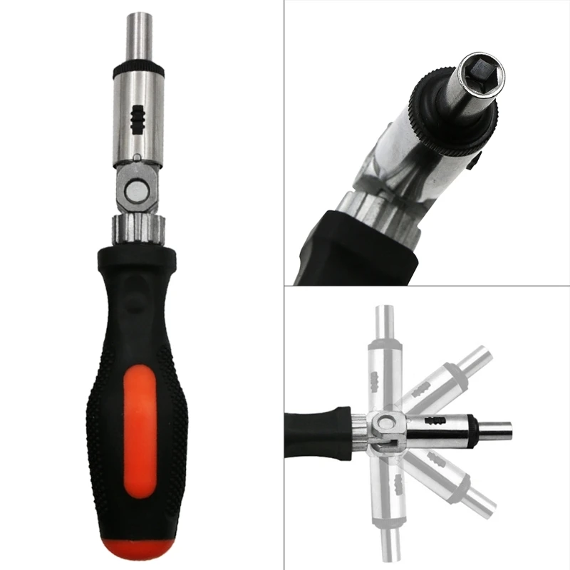 

Ratchet Screwdriver 180 Degree T-type Foldable Screwdriver Set 1/4 Hex Interface Lock Disassemble Screwdriver Tool F7QC