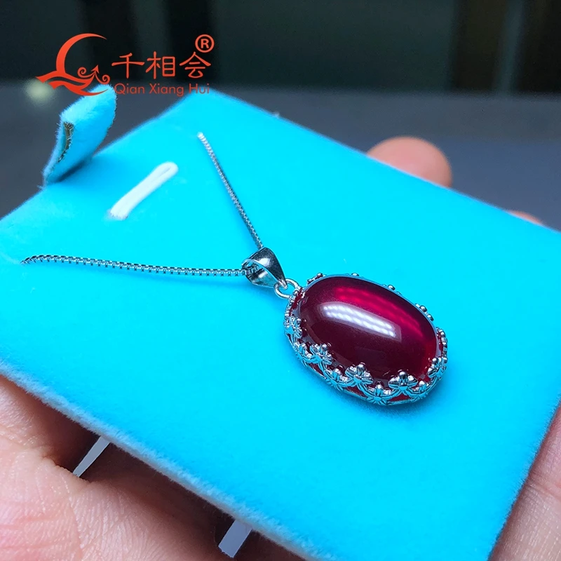Красный рубин основной камень 925 серебро Мода 23ct 14*19 мм овальная форма