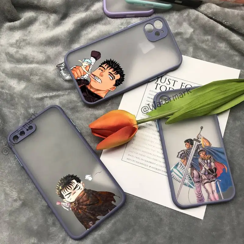 

Berserk Anime Phone Case For IPhone 12 11 Pro Max Xs Xr X 7 8 Plus Grayish Purple Matte Translucent Cover