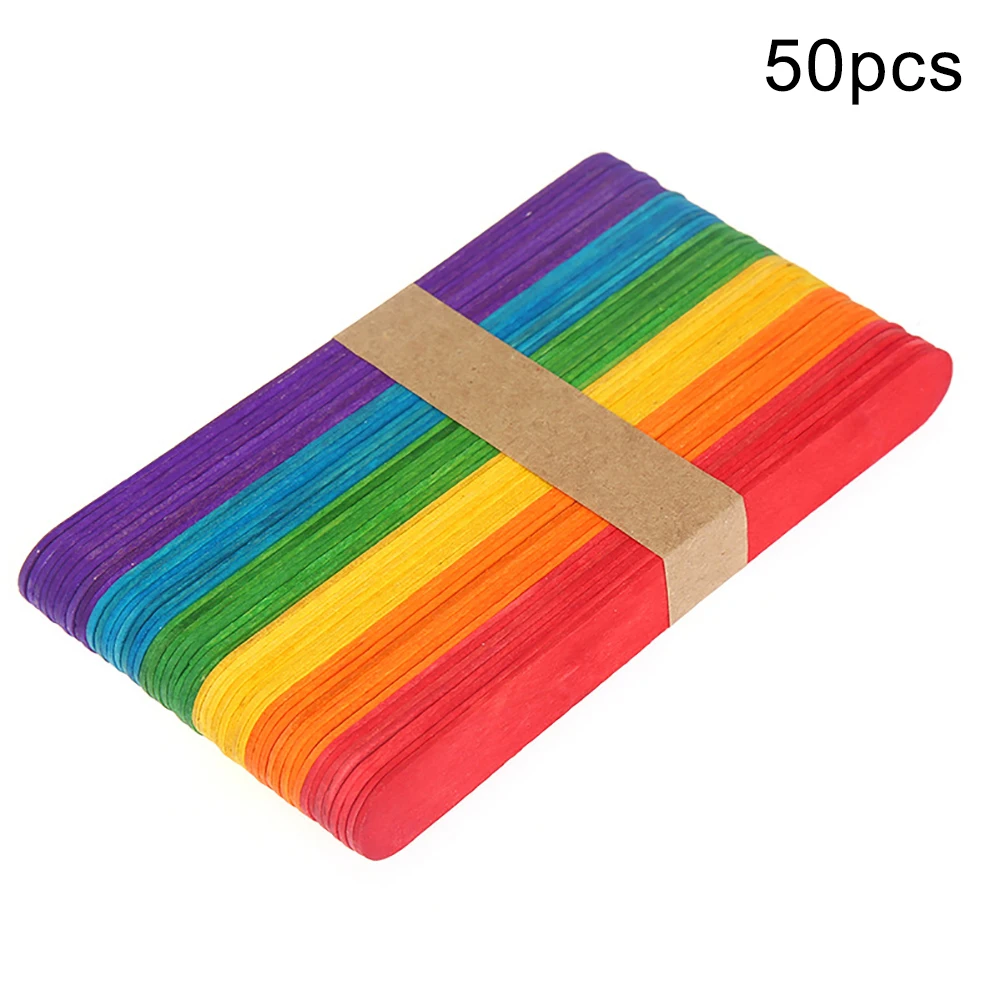 

50Pcs Wooden Ice Cream Popsicles Sawtooth Sticks DIY Crafts Toy Party Supplies