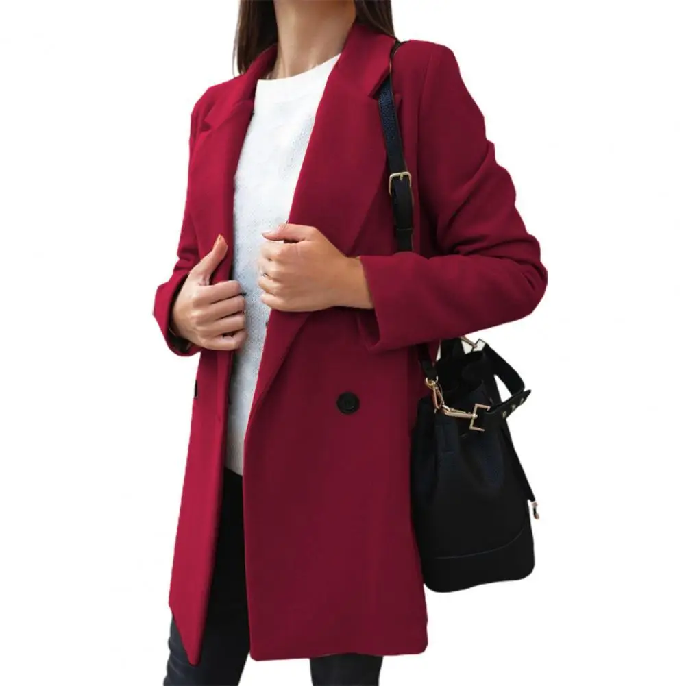 Hot Women Autumn Fashion Wide Lapel Double-line Buttons Warm Coat Outwear Business Female Blazer Coat Tralever 2021 Dropshipping