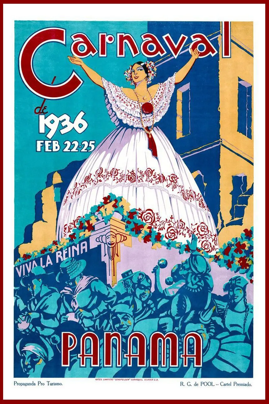 

400X300MM Carnaval-de-1936-Panama-Senefelder-1936 jumbo fridge magnet SFM-0221 Better Jumbo Magnets