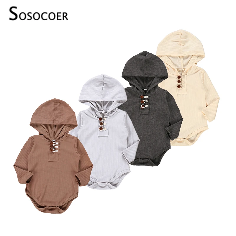 SOSOCOER/комбинезон для новорожденных Однотонный комбинезон с длинными рукавами и